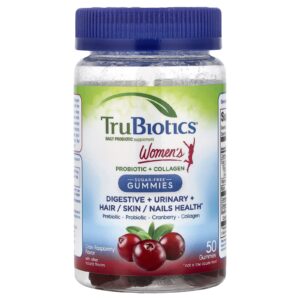 TruBiotics Gomas de Probiótico + Colágeno para Mulheres Cranberry e Framboesa 50 Gomas