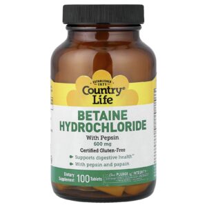 Country Life Cloridrato de Betaína com Pepsina 100 Comprimidos