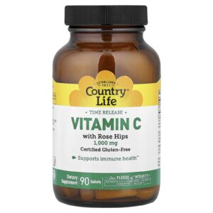 Country Life Tempo de Liberação de Vitamina C com Rosa-Mosqueta 1.000 mg 90 Comprimidos