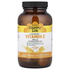 Country Life Comprimidos Mastigáveis de Vitamina C Laranja Suculenta 90 Wafers