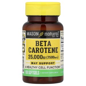 Mason Natural Betacaroteno 7.500 mcg (25.000 UI) 100 Cápsulas Softgel