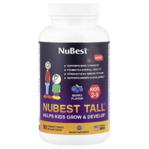 NuBest Tall® Crianças de 2 a 9 Anos de Idade Frutos Silvestres 90 Comprimidos Mastigáveis