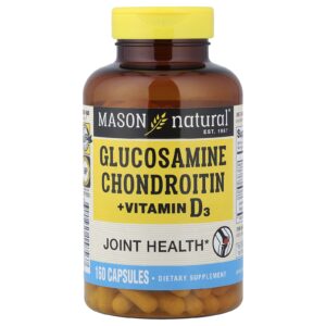 Mason Natural Glicosamina e Condroitina + Vitamina D3 160 Cápsulas