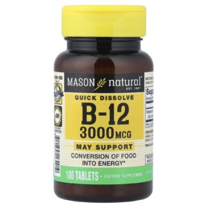 Mason Natural Dissolução Rápida Vitamina B12 3.000 mcg 100 Comprimidos
