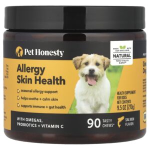 Pet Honesty Saúde da Pele para Alergias Para Cães Salmão 90 Cápsulas Mastigáveis Saborosas 270 g (95 oz)