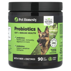 Pet Honesty Probióticos Para Cães Adultos Abóbora 90 Cápsulas Mastigáveis 270 g (95 oz)