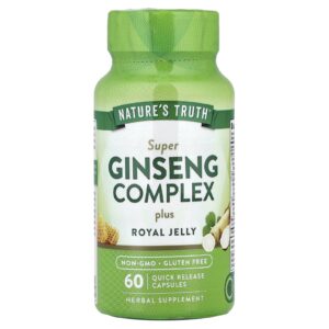 Natures Truth Complexo de Super Ginseng mais Geleia Real 60 Cápsulas de Liberação Rápida