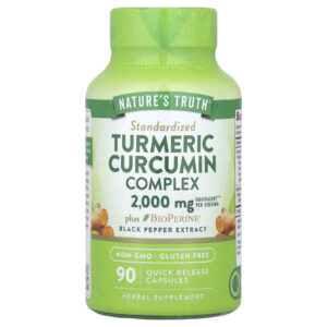 Natures Truth Complexo de Curcumina de Cúrcuma mais Extrato de Pimenta-do-reino BioPerine® 90 Cápsulas de Liberação Rápida