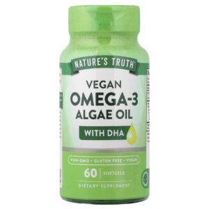 Natures Truth Óleo de Algas Ômega-3 Vegano com DHA 60 Cápsulas Softgel