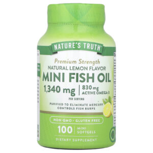 Natures Truth MiniÓleo de Peixe Potência Premium Limão Natural 100 Minicápsulas Softgel (670 mg por Cápsula Softgel)