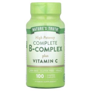 Natures Truth Complexo B Completo mais Vitamina C Alta Potência 100 Cápsulas Revestidas