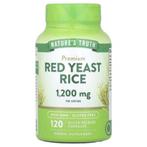 Natures Truth Levedura de Arroz Vermelho Premium 120 Cápsulas de Liberação Rápida (600 mg por Cápsula)