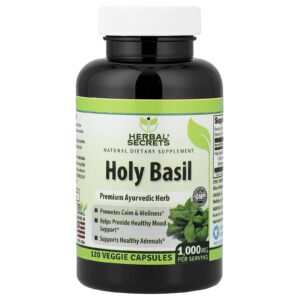 Herbal Secrets Manjericão Santo 120 Cápsulas Vegetais (500 mg por Cápsula)