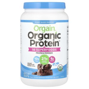 Orgain Proteína Orgânica e Superalimentos em Pó À Base de Plantas Fudge de Chocolate Cremoso 918 g (202 lbs)