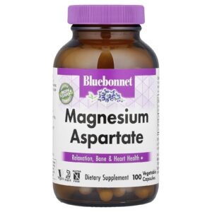 Bluebonnet Nutrition Aspartato de Magnésio 100 Cápsulas Vegetais (200 mg por Cápsula)