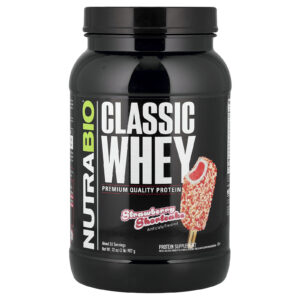 NutraBio Proteína Whey Clássica Bolo de Morango 907 g (2 lb)