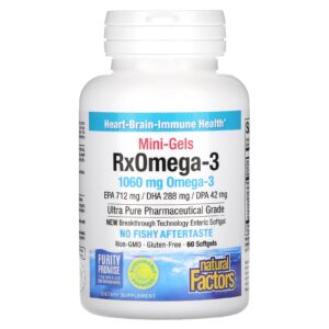 Natural Factors Minicápsulas RxOmega-3 60 Cápsulas Softgel (530 mg por Cápsula Softgel)