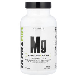 NutraBio Magnésio Mg 120 Cápsulas (100 mg por Cápsula)