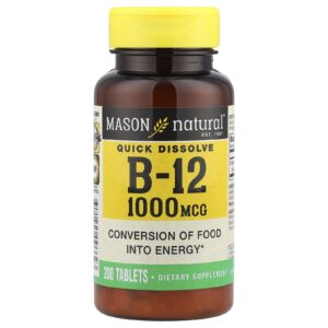 Mason Natural Vitamina B-12 de Dissolução Rápida 1.000 mcg 200 Comprimidos