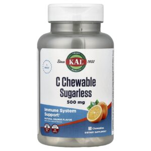 KAL C Mastigável sem Açúcar Laranja Natural 60 Cápsulas Mastigáveis