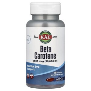 KAL Betacaroteno 7.500 mcg (25.000 UI) 100 Cápsulas Softgel