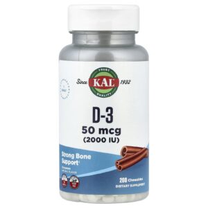 KAL D-3 Canela 50 mcg (2.000 UI) 200 Mastigáveis