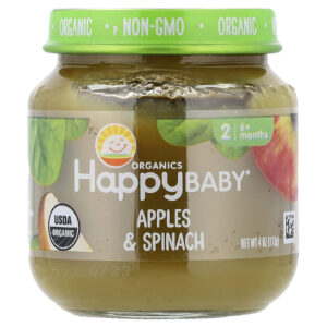 Happy Family Organics Happy Baby® Maçãs e Espinafre Acima de 6 Meses 113 g (4 oz)