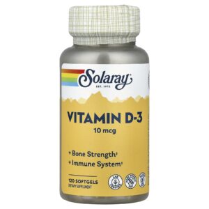 Solaray Vitamina D-3 10 mcg 120 Cápsulas Softgel