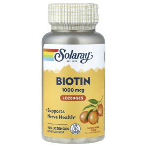 Solaray Pastilhas de Biotina Laranja Natural 1.000 mcg 100 Pastilhas