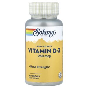 Solaray Vitamina D-3 de Alta Potência 250 mcg 60 Vegcaps