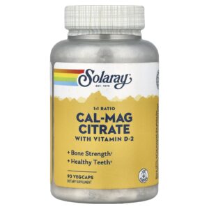 Solaray Citrato de Cal-Mag com Vitamina D-2 90 VegCaps