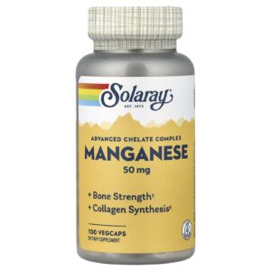 Solaray Manganês Complexo de Quelato Avançado 50 mg 100 VegCaps