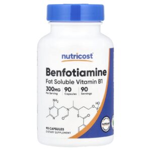 Nutricost Benofotiamina Vitamina B1 Solúvel em Gordura 300 mg 90 Cápsulas