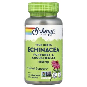 Solaray True Herbs Echinacea Purpurea e Angustifolia 460 mg 100 Cápsulas VegCaps