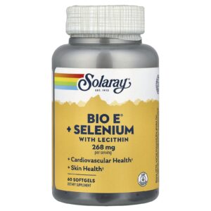 Solaray Bio E® + Selênio com Lecitina 60 Cápsulas Softgel