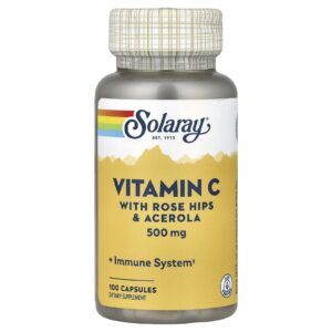 Solaray Vitamina C com Rosa-mosqueta e Acerola 500 mg 100 Cápsulas