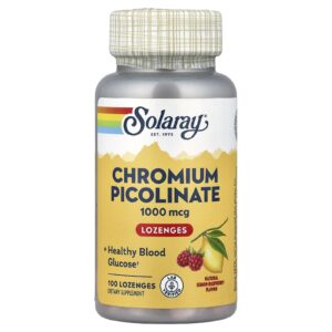 Solaray Pastilhas de Picolinato de Cromo Limão-Framboesa Naturais 1.000 mcg 100 Pastilhas