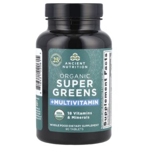 Ancient Nutrition Supergreens Orgânicos + Multivitamínico 90 Comprimidos
