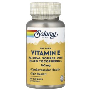 Solaray Vitamina E na Forma Seca 165 mg 100 Cápsulas