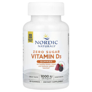 Nordic Naturals Sport Gomas de Vitamina D3 sem Açúcar Fruto Silvestre 25 mcg (1.000 UI) 60 Gomas