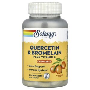 Solaray Quercetina e Bromelaína além de Vitamina C Mastigáveis Laranja Natural 90 Mastigáveis
