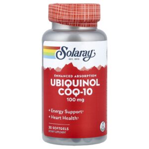 Solaray Ubiquinol CoQ10 Absorção Aprimorada 100 mg 30 Cápsulas Softgel