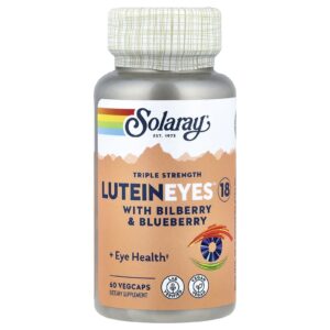 Solaray LuteinEyes™ 18 Com Mirtilo e Mirtilo Potência Tripla 60 VegCaps