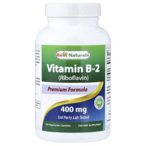 Best Naturals Vitamina B-2 (Riboflavina) 400 mg 120 Cápsulas Vegetarianas