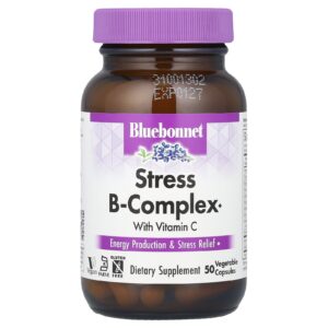 Bluebonnet Nutrition Complexo B para Estresse com Vitamina C 50 Cápsulas Vegetais