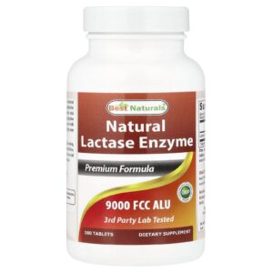 Best Naturals Enzima da Lactase Natural 9.000 FCC ALU 180 Comprimidos