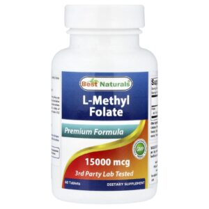 Best Naturals L-Metilfolato 60 Comprimidos (25.000 mcg por Comprimido)