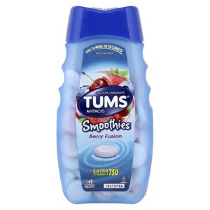 Tums Antiácido Smoothies e Fusão de Frutos Silvestres 140 Comprimidos Mastigáveis (750 mg por Comprimido)
