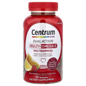 Centrum Multi + Ômega-3 Multigomias Morango Natural Limão e Laranja 110 Gomas
