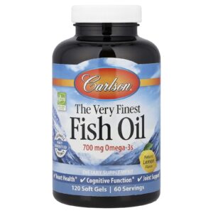 Carlson The Very Finest Fish Oil Limão Natural 120 Cápsulas Softgel
